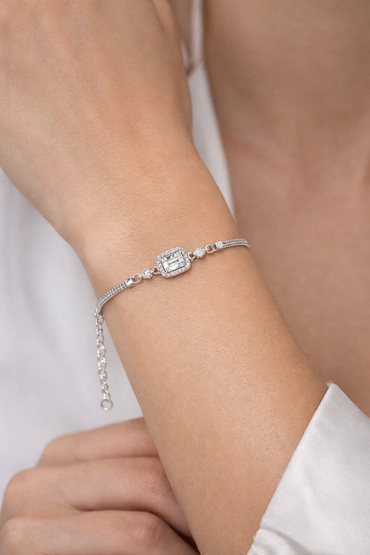 925 Ayar Gümüş Rodyum Baget Gümüş Bileklik(IŞIKLI KUTULU)