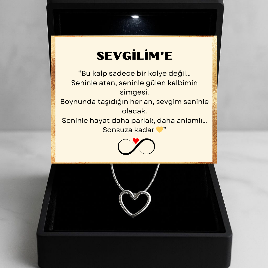 SEVGİLİM'E NOTLU IŞIKLI KUTUSUNDA KALP KOLYE