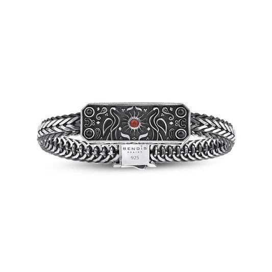 Mardin Güneşi Sonsuzluk İşareti Figürlü Cihan Albora Bileklik 925 Ayar Gümüş