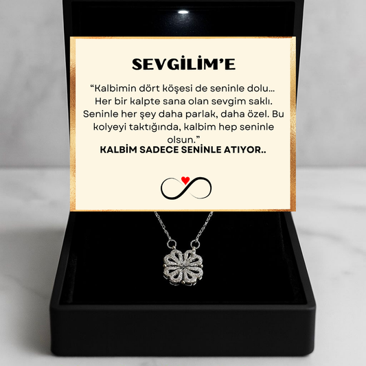 SEVGİLİME NOTLU MIKNATISLI YONCA KOLYE GÜMÜŞ