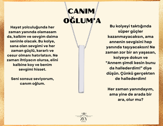CANIM OĞLUMA NOTLU HEDİYE PAKETLİ ERKEK GÜMÜŞ KOLYE